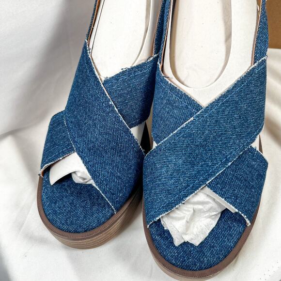 LUCKY BRAND Delmie Denim Platform Slingback Sandals Size 9.5 - Picture 7 of 10